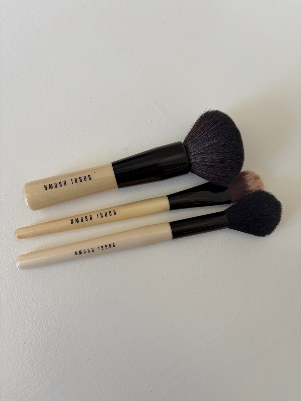 Bobbi Brown Beige Handle 3-Piece Makeup Brush Set with Black Ferrules